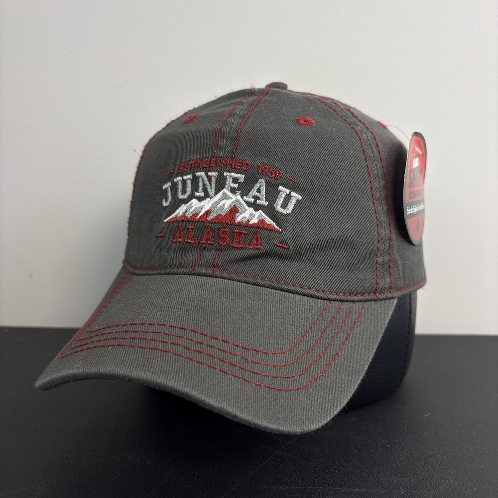 Juneau Alaska Dad Hat Charcoal Gray Red Mountain Granola Strapback Cap NWT